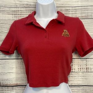 Forever 21 Teddy Bear Crop Top Polo Size Medium